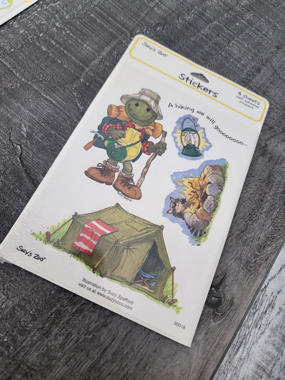 Suzy's Zoo Sticker Pack New Sealed Camping Turtle 90018 - 4 Sheets - Vintage #28